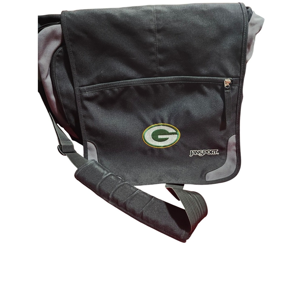 JanSport Green Bay Packers Messenger Bag Black Grey NFL Crossbody Laptop Case
